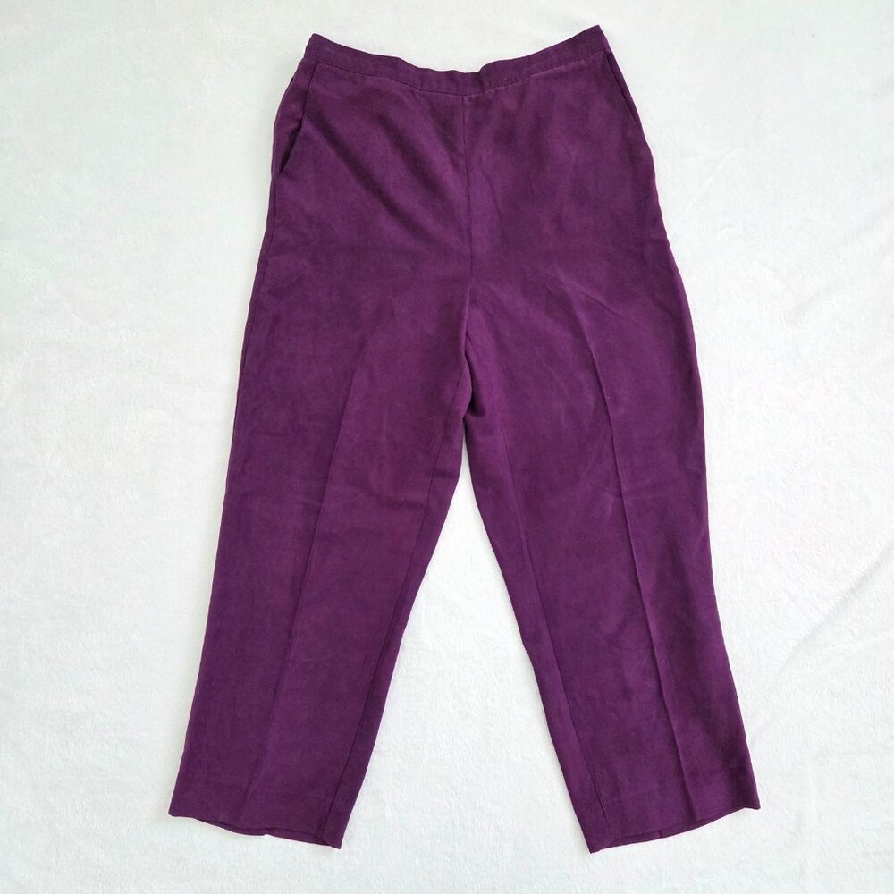 Vtg Purple Faux Suede Pants Sz 12 Boho 90s Y2K Whimsigoth Witchy Alfred Dunner